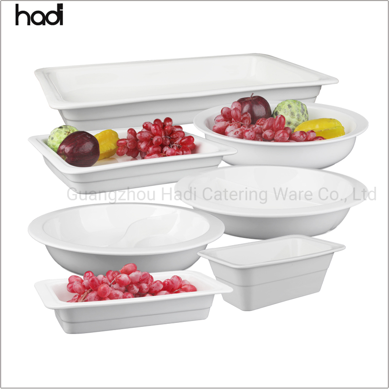 Catering Hotel Ceramic Dinner Plate Wholesale Chafing Dish Inserts Gastronorm Storage Container Buffet Food Ceramic Gn Pan