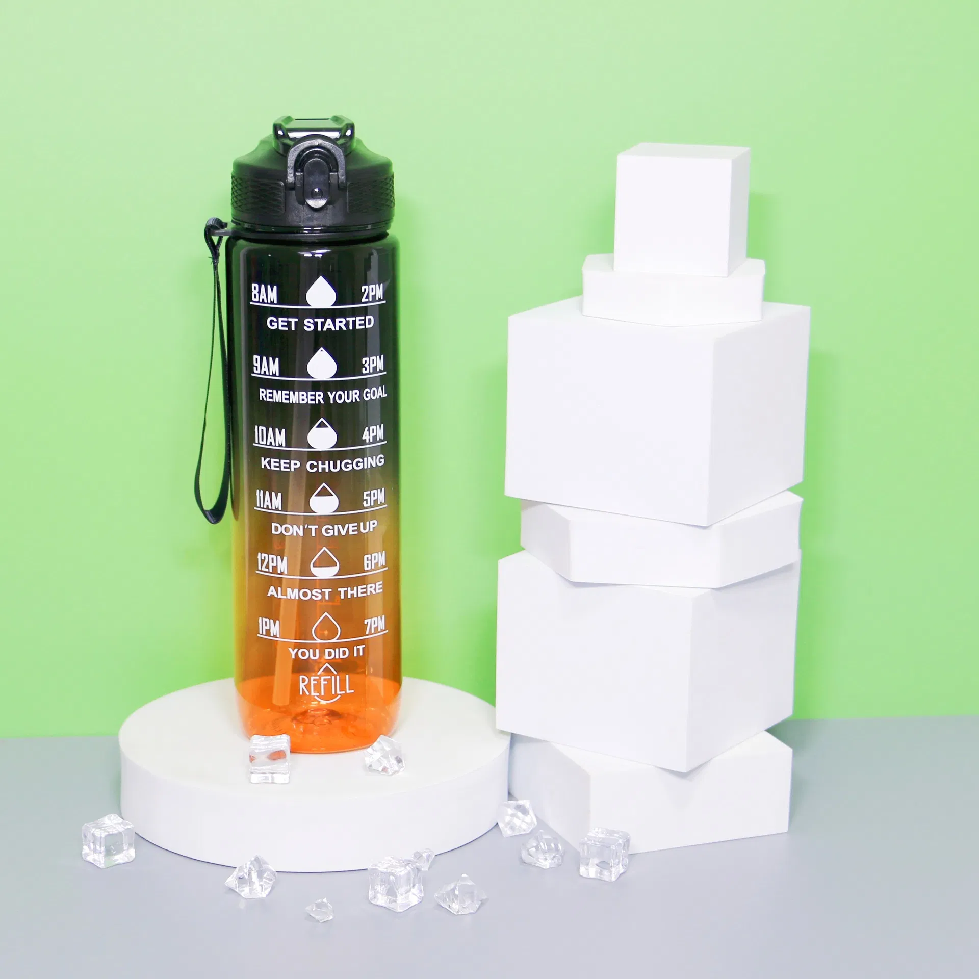 Wholesale 900ml Plastic Drinking Cup Fitness Gym Sports Motivational Water Bottle with Time Marker