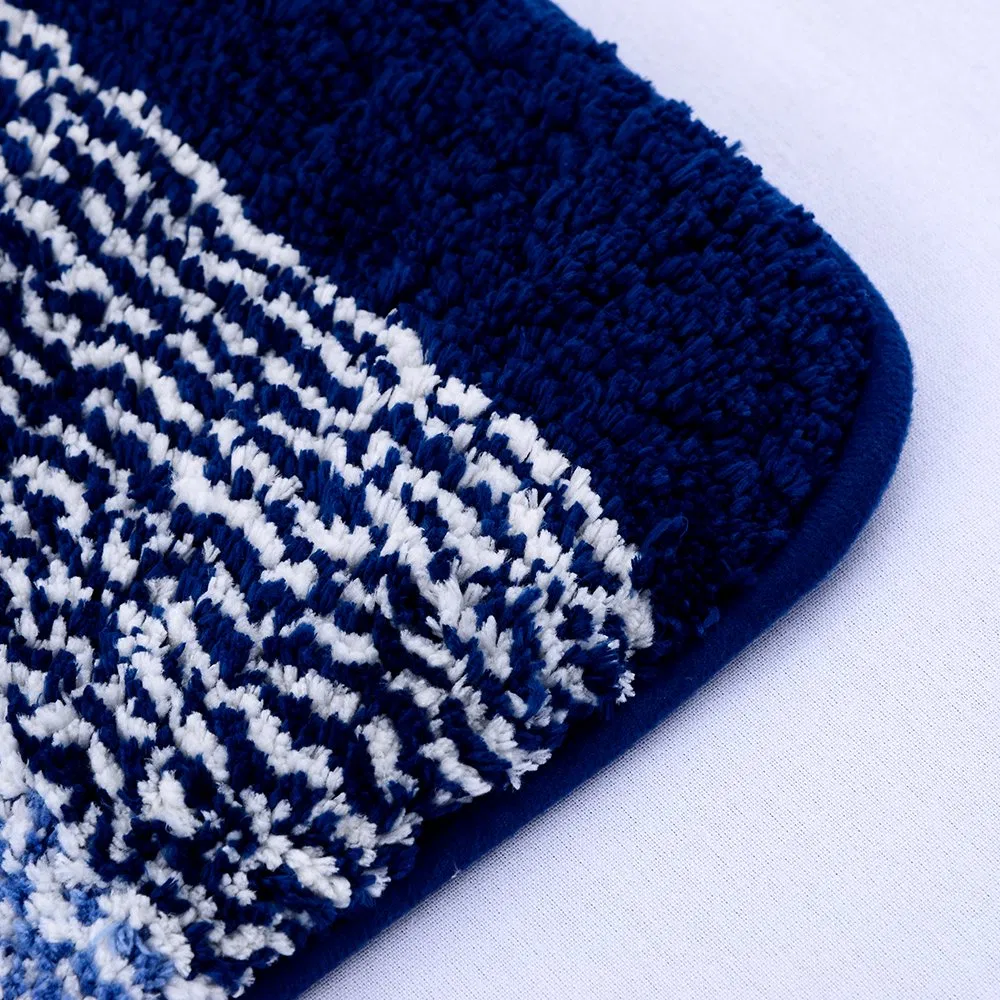 Durable Blue Point Microfiber Stripe Floor Mat for Entryways
