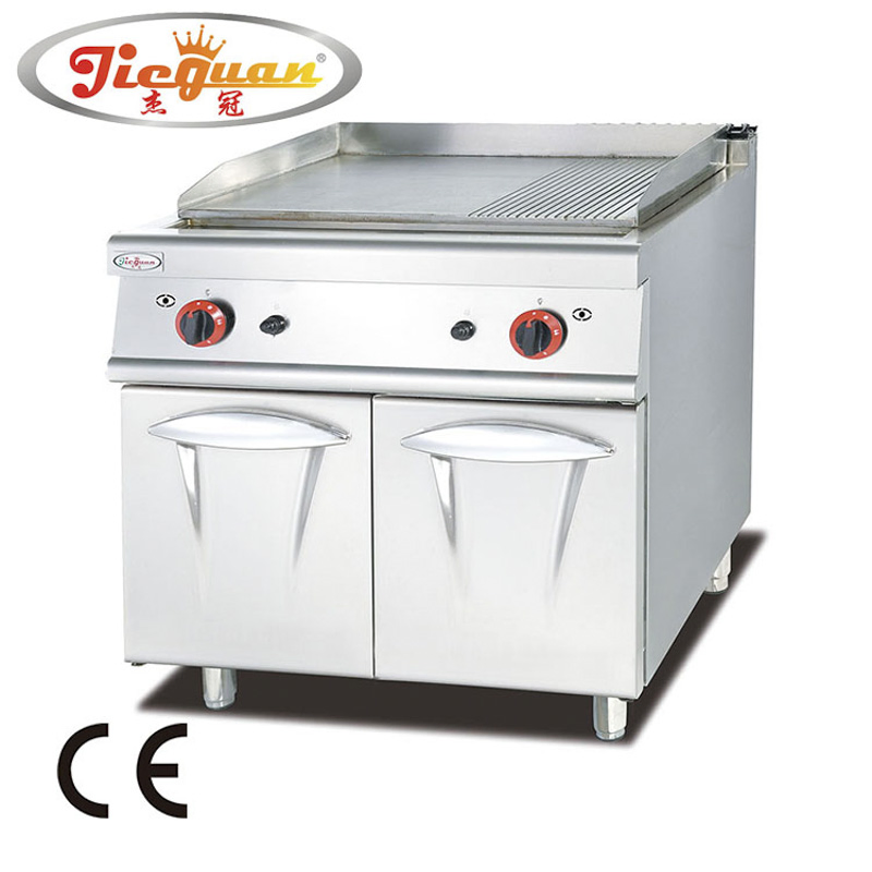 Gh-986 Stainless Steel Gas Griddle with Cabinet (1/3 Grooved) (CE certificate) Cooking Size: 700*580mm. Cooking Grill Plate Thickness: 16mm