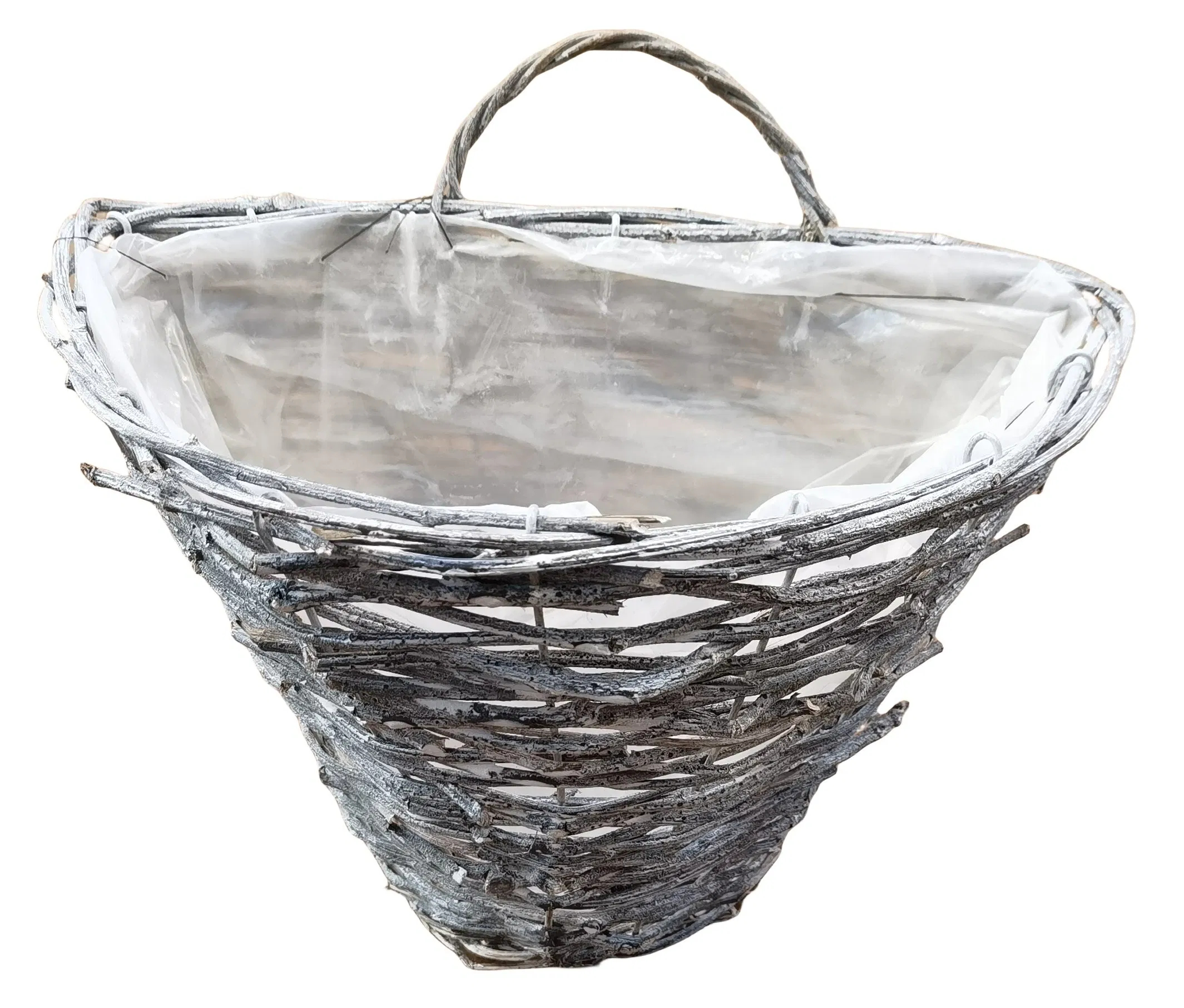 Настенная корзина из черного ротанга для комнатных растений