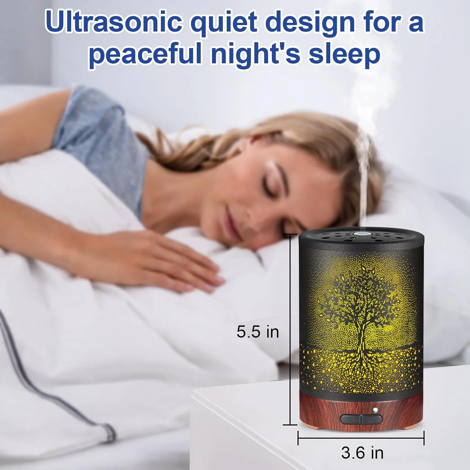 Essential Oil Diffuser Aromatherapy Diffuser With7 Colors Light and Auto-off for Women Metal Cool Mist Humidifier for Home and Office (Tree)