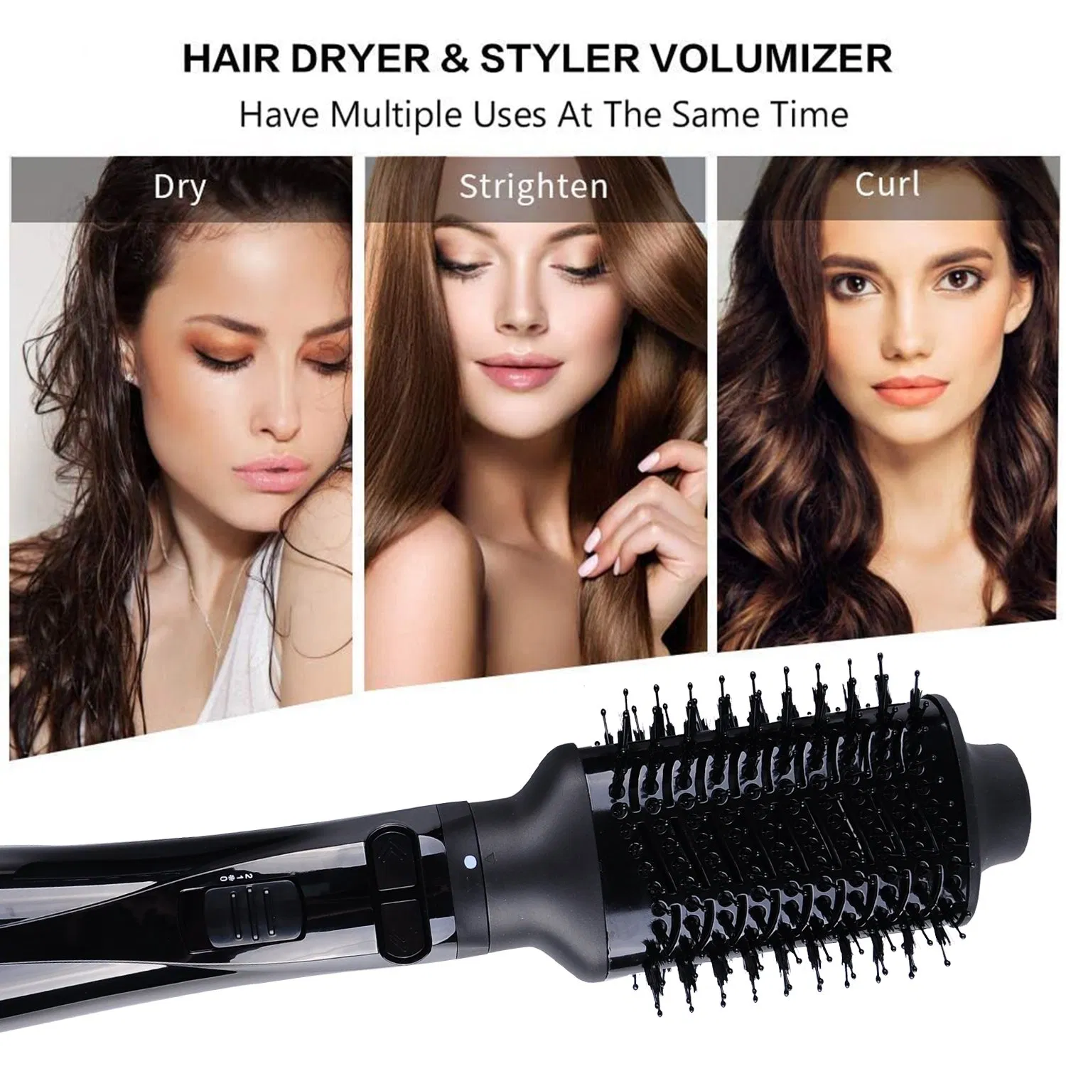 Lidow 6 in 1 Negative Ionic Hot Air Brush Kit Hair Dryer & Volumizer with 4 Detachable Brush