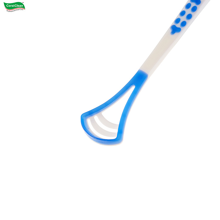 Wholesale Disposable Personal Care Tongue Massage Scraper Plastic Adult Tongue Cleaner Oral Cleaning Blister Packing