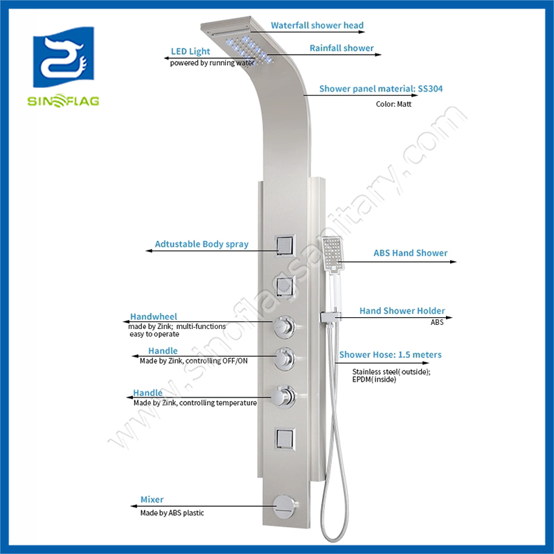 Easy Install Waterfall Shower Faucet Stainless Steel Bath Shower Panels