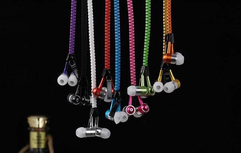 3.5mm Glow in The Dark Zipper Headphones with Mic Microphone