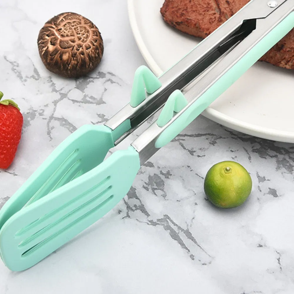 4 Pieces 10 Inch Silicone Tongs for Cooking with Silicone Tip and Stand Wbb26418