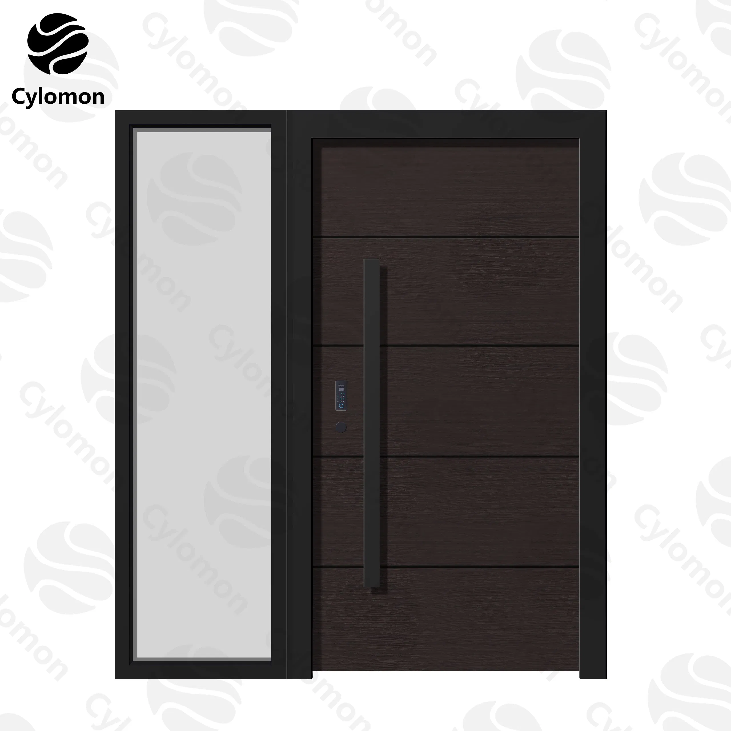 Modern Sleek Waterproof Anti-Theft Zinc-Iron Alloy Metal Safety Tempered Glass Single/Double Front Entry Door