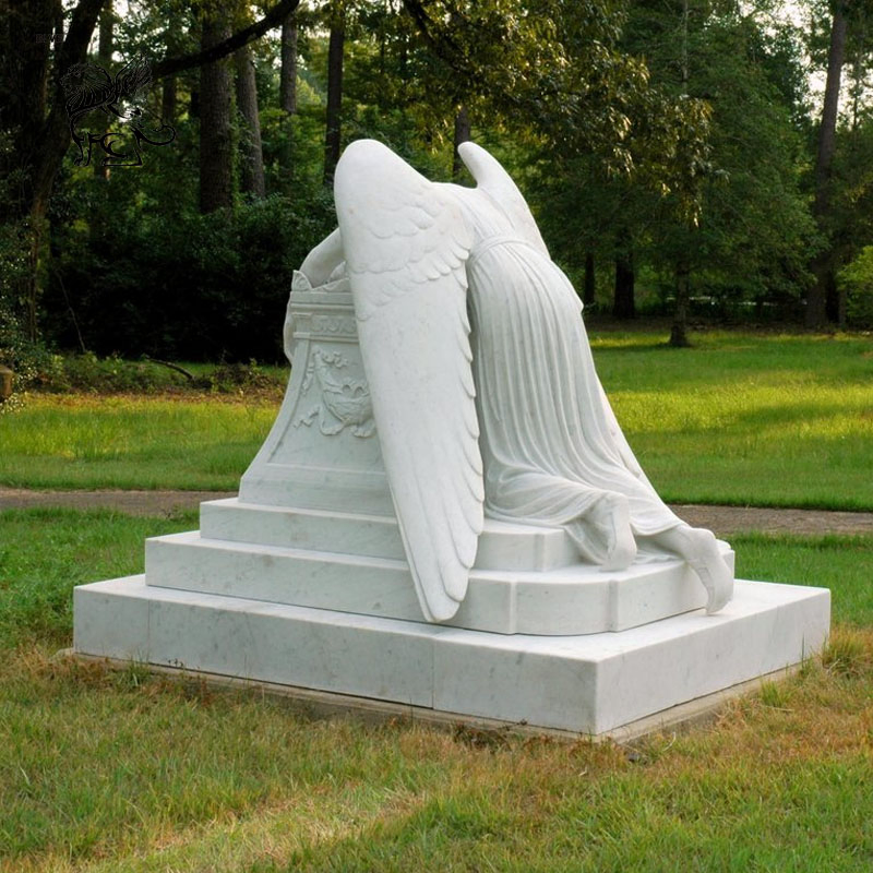 Marble Weeping Angel of Grief Statue Sculptures for Tombstone for Sale Mty-23