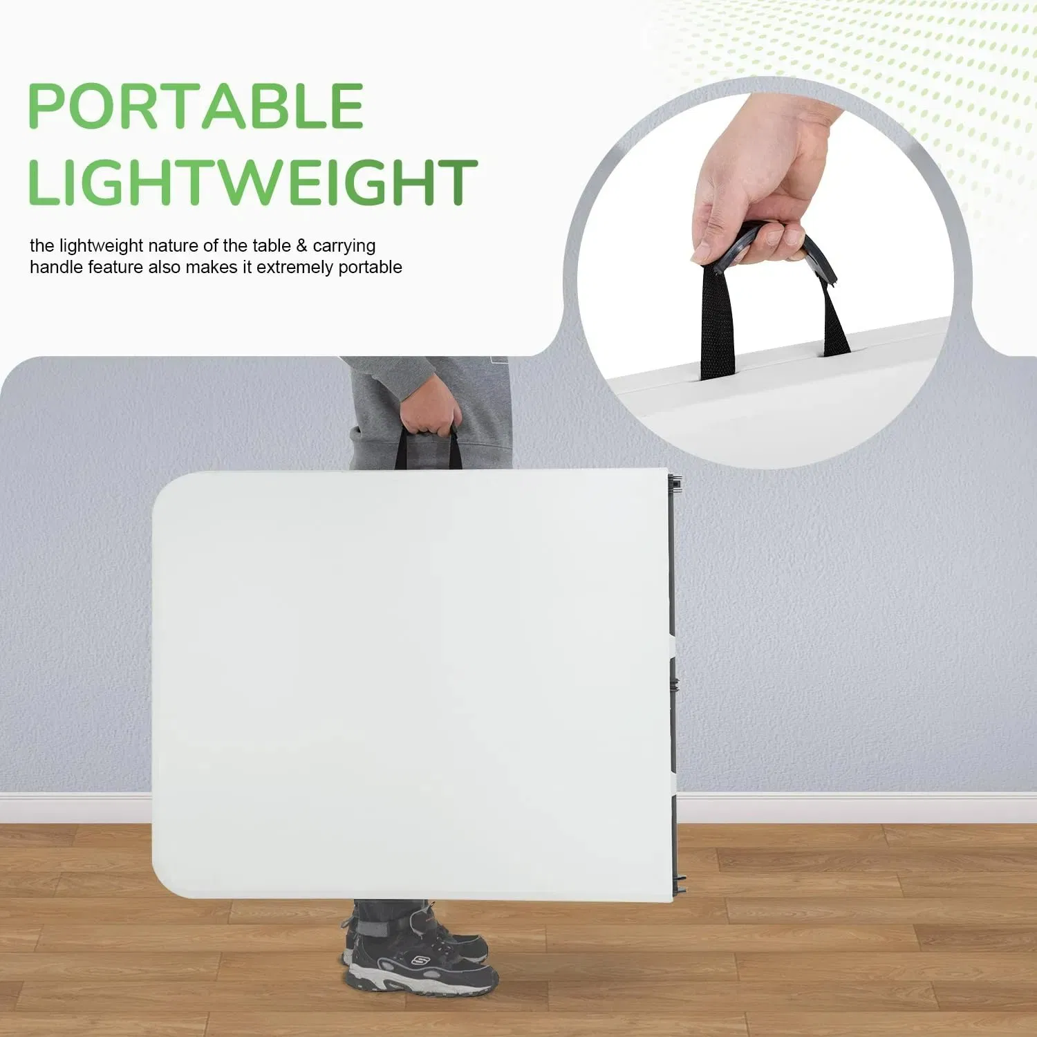 6FT 180cm HDPE Table with Durable Plastic for Outdoor Camping Hiking Picnics