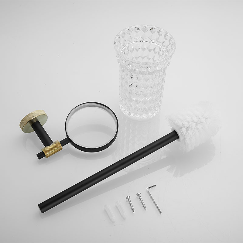 Gold and Black Home Hotel Ss 304 Bathroom Toilet Brush Holder