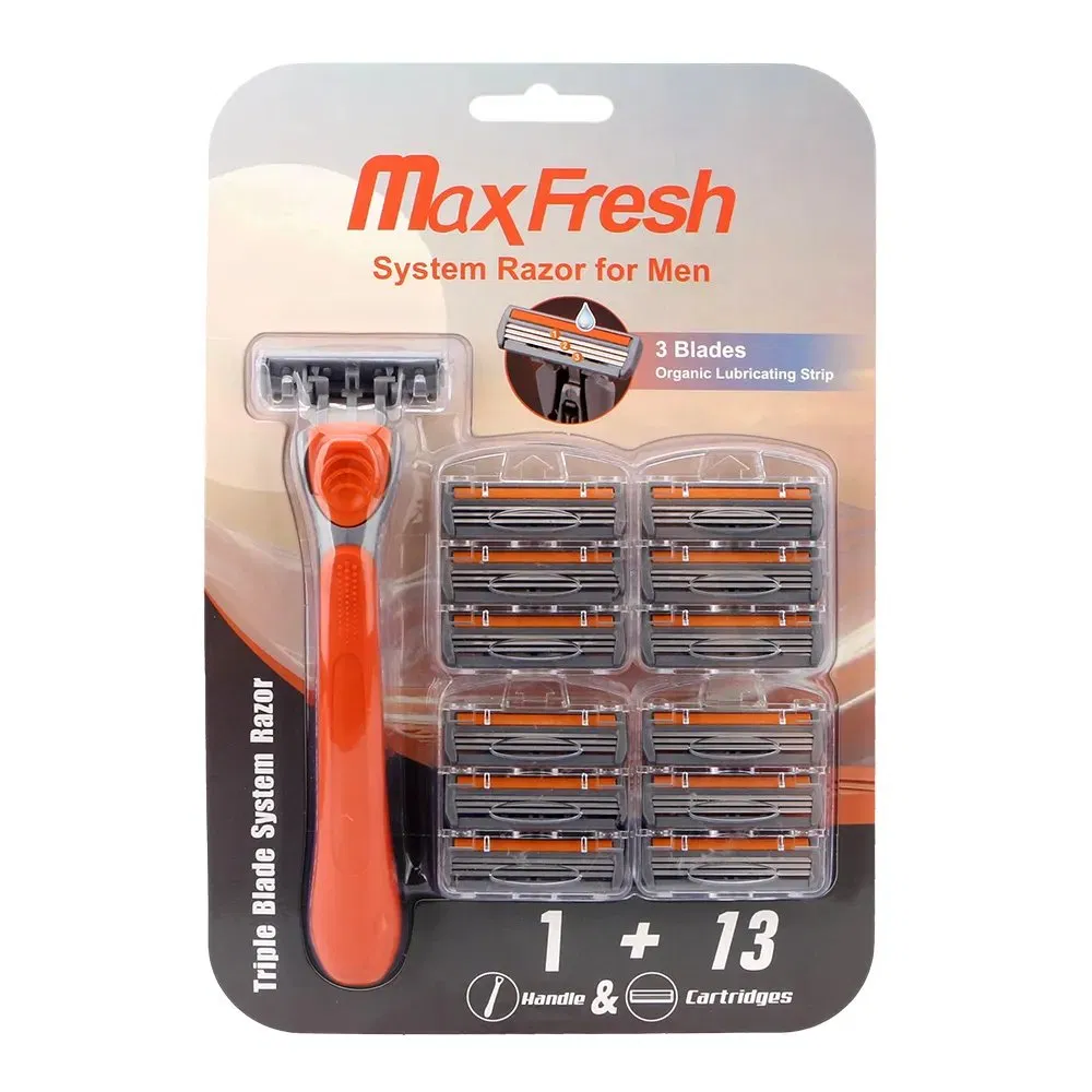 Triple Blade Mens Shaving Razor Cartridge - 3 Blade System, Stainless Steel Blades