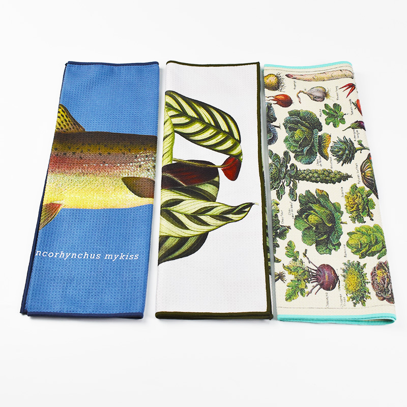 Sublimation Microifber Kitchen Towel Custom Logo Print Marry Christmas Decorative Waffle Kitchen Tea Towel