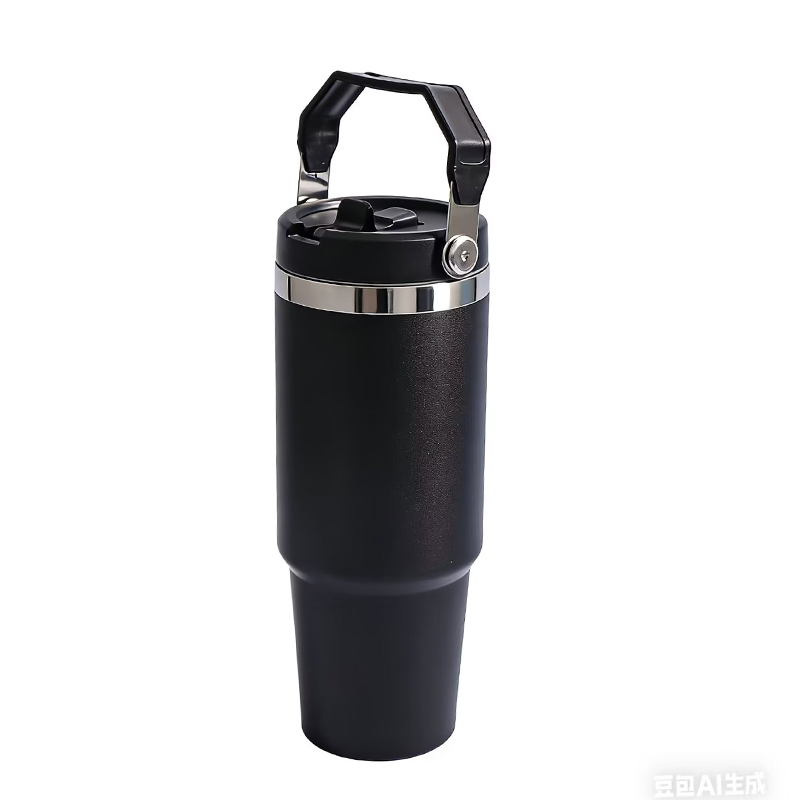 Foska Good Quality 900ml Stainless Steel Sport Water Bottles Black Hot Water Cup for Daily Use