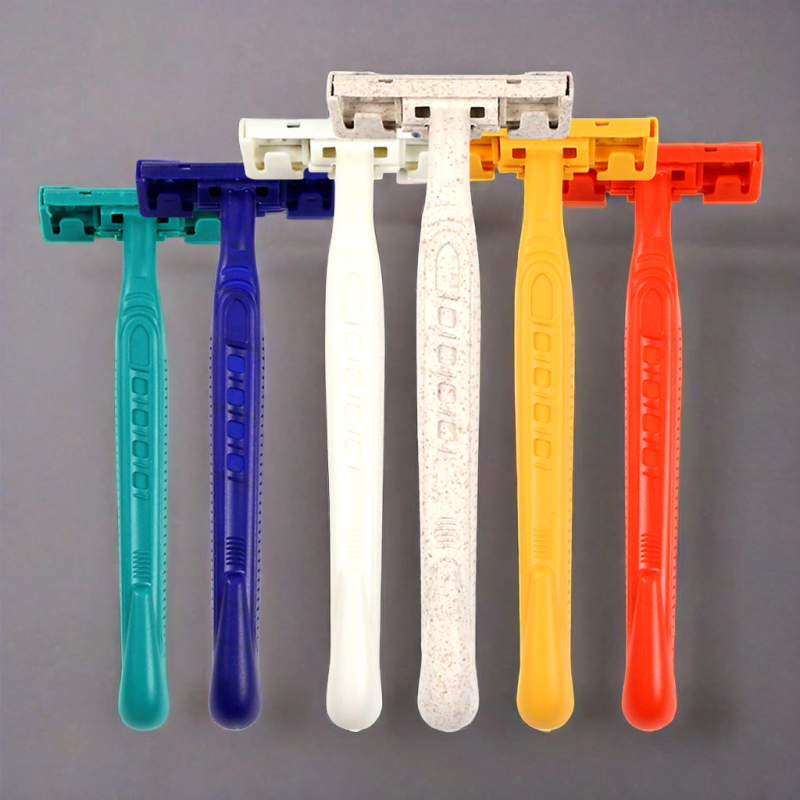 Color Biodegradable Wheat Straw Disposable Shaving Razor for Hotel