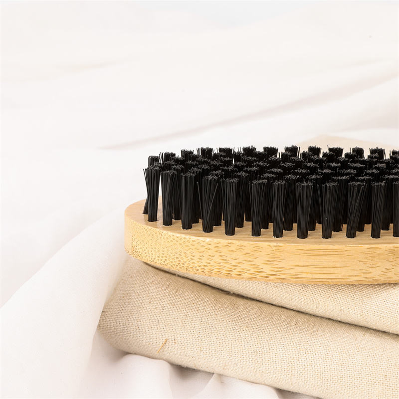 Best Selling Nylon Bristle Beard Brush Custom Logo Beech Wood Grooming Beard Hairbrush with Oval Paddle Shape