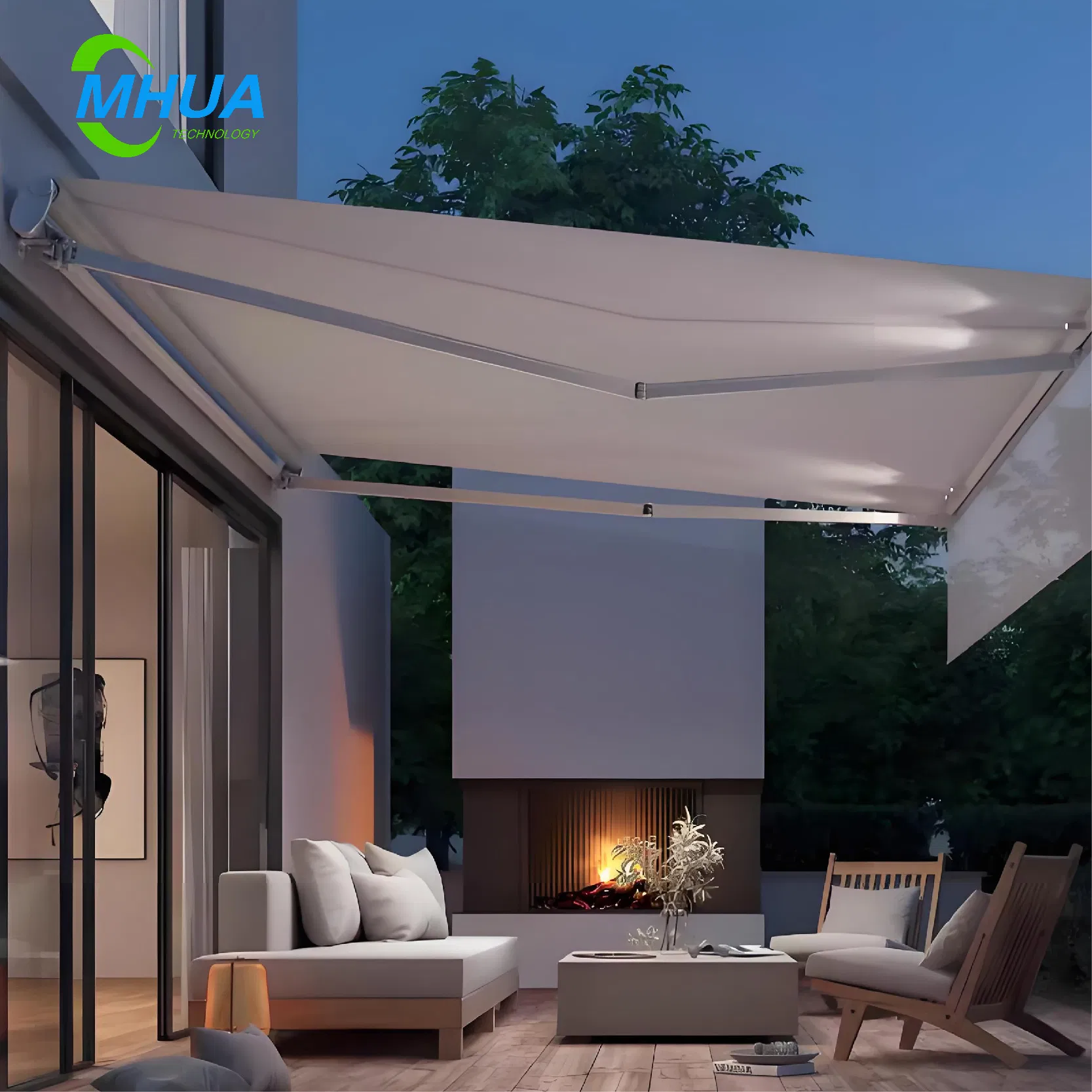 Heavy Duty Full Cassette Retractable House Outdoor Garden Window Patio Back Porch Garage Awning with LED Lighting