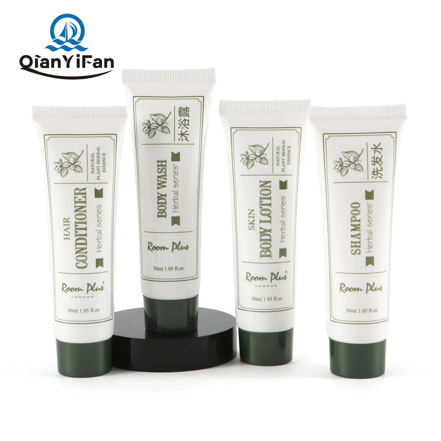 R00m Plus Herbal Series 40ml Tube Shampoo Shower Gel Conditioner Body Lotion Fresh Design, Green Nature