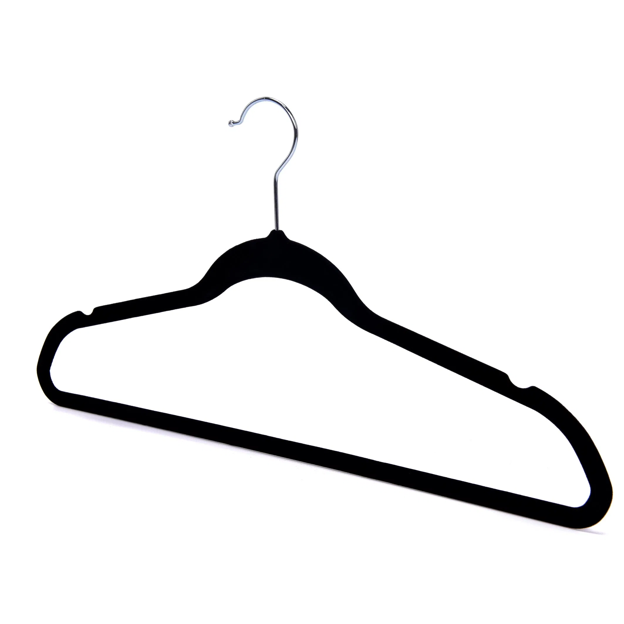 Amazon Basics Slim Velvet Non-Slip Suit Clothes Hangers Black/Silver - Pack of 50