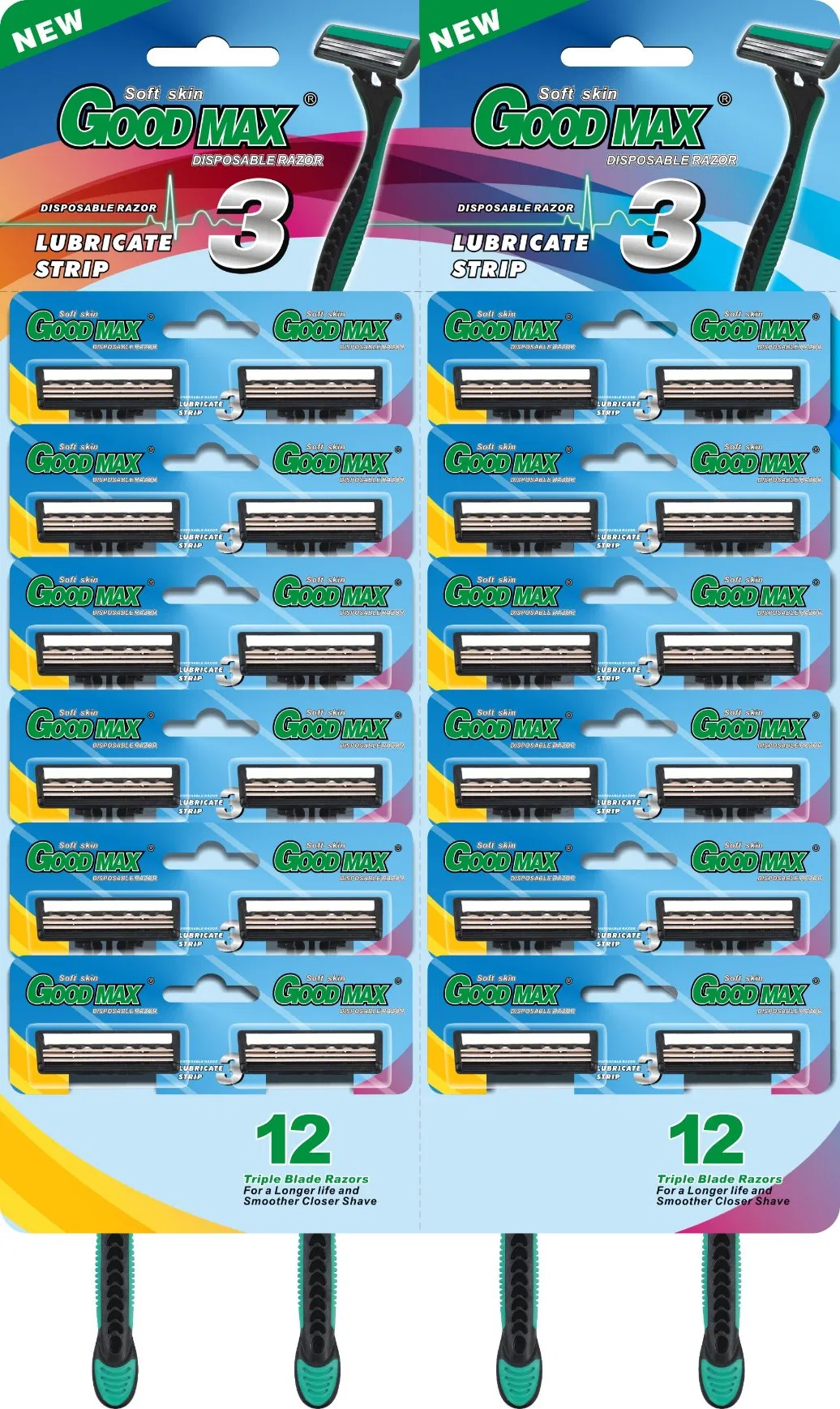 Razor in 24PCS Hanging Card Triple Blade Disposable