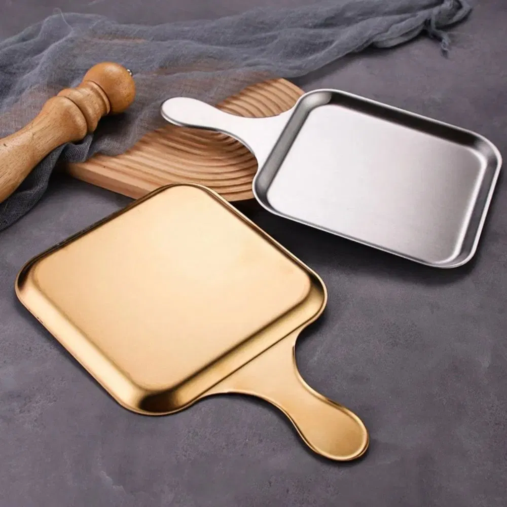 Retro Square Snack Plate Food Tray for Dinner and Steak Serving Wbb26495