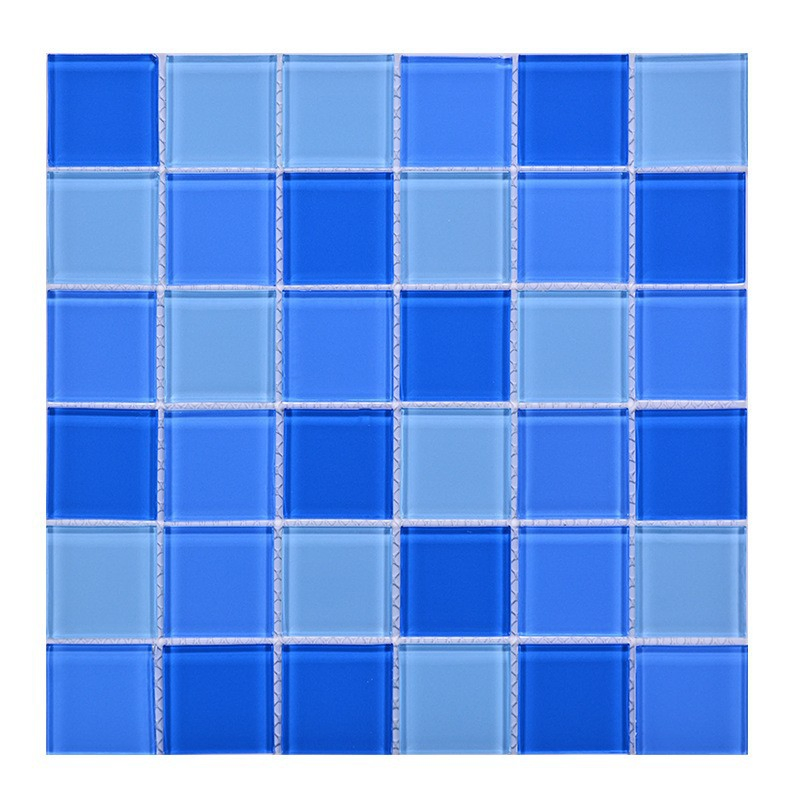 Glossy Blue Square Glass Swimming Pool Mosaic Tile