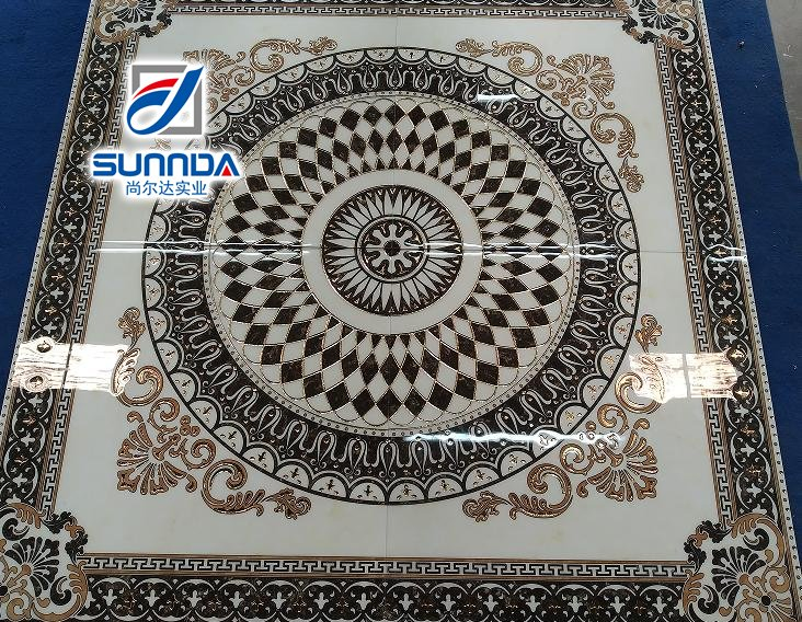 120X120cm Big Size Glazed Polished Golden Plating Floor Decorative Flower Carpet Porcelain Ceramic Tiles