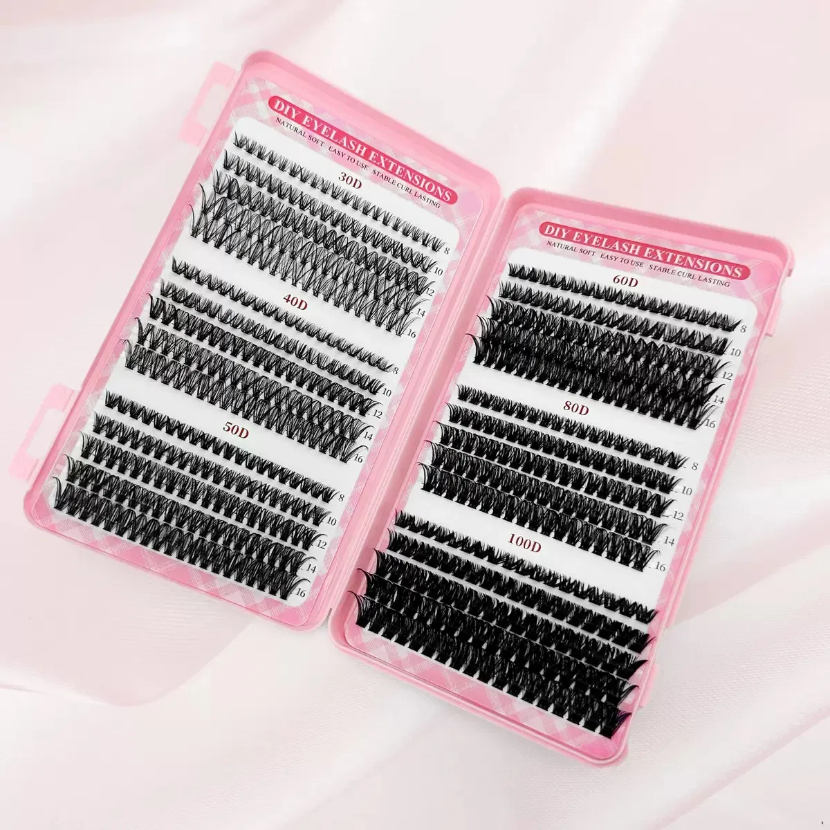 60d 80d 100d Private Label Wispy DIY Cluster Eyelash 8-24mm D Curl Natural Individual Extensions DIY Lashes with Glue