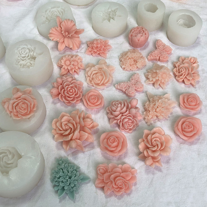 Rose Flower Bud Mold Rose Silicone Candle Ice Mold for Valentine's Day