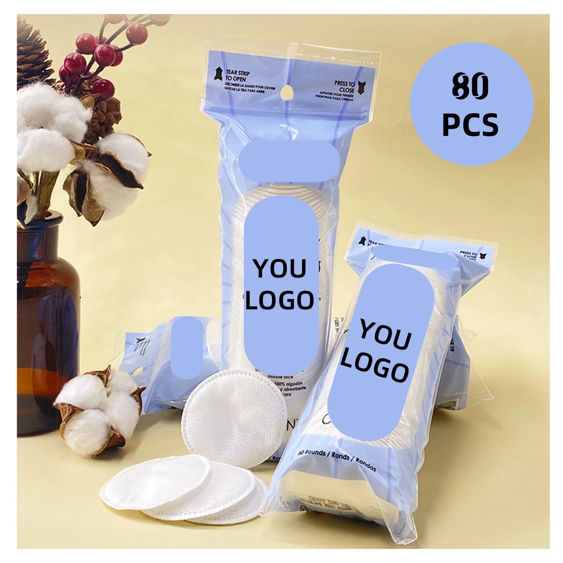 Lint-Free Hypoallergenic 100% Pure Cotton Premium Cotton Rounds Pads