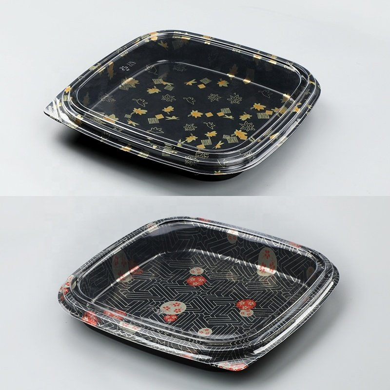 Hot Sale Party Sushi Tray Plastic Square Packing Box Disposable Sushi Tray