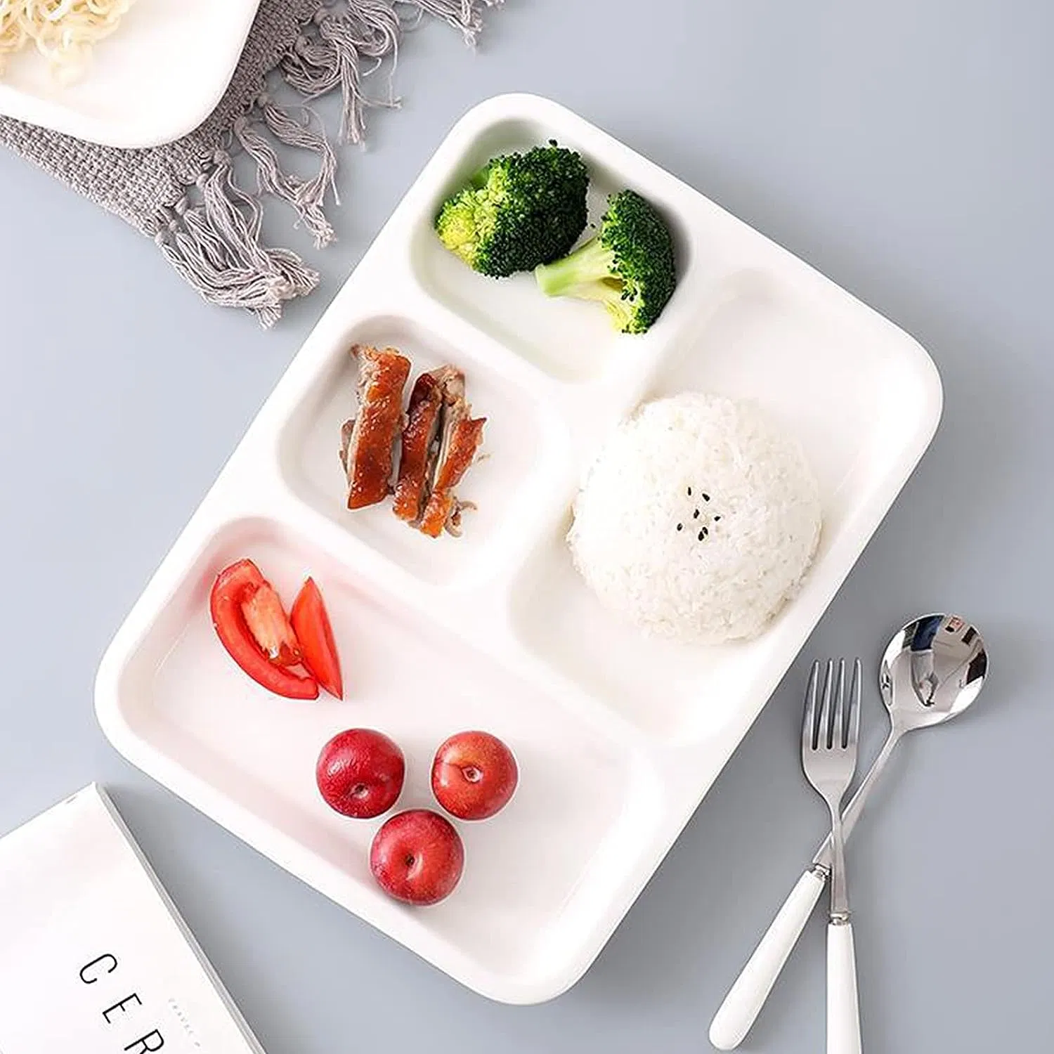 Cheap White Ceramic Divided Dinner Tray Handmade Porcelain Serving Platter