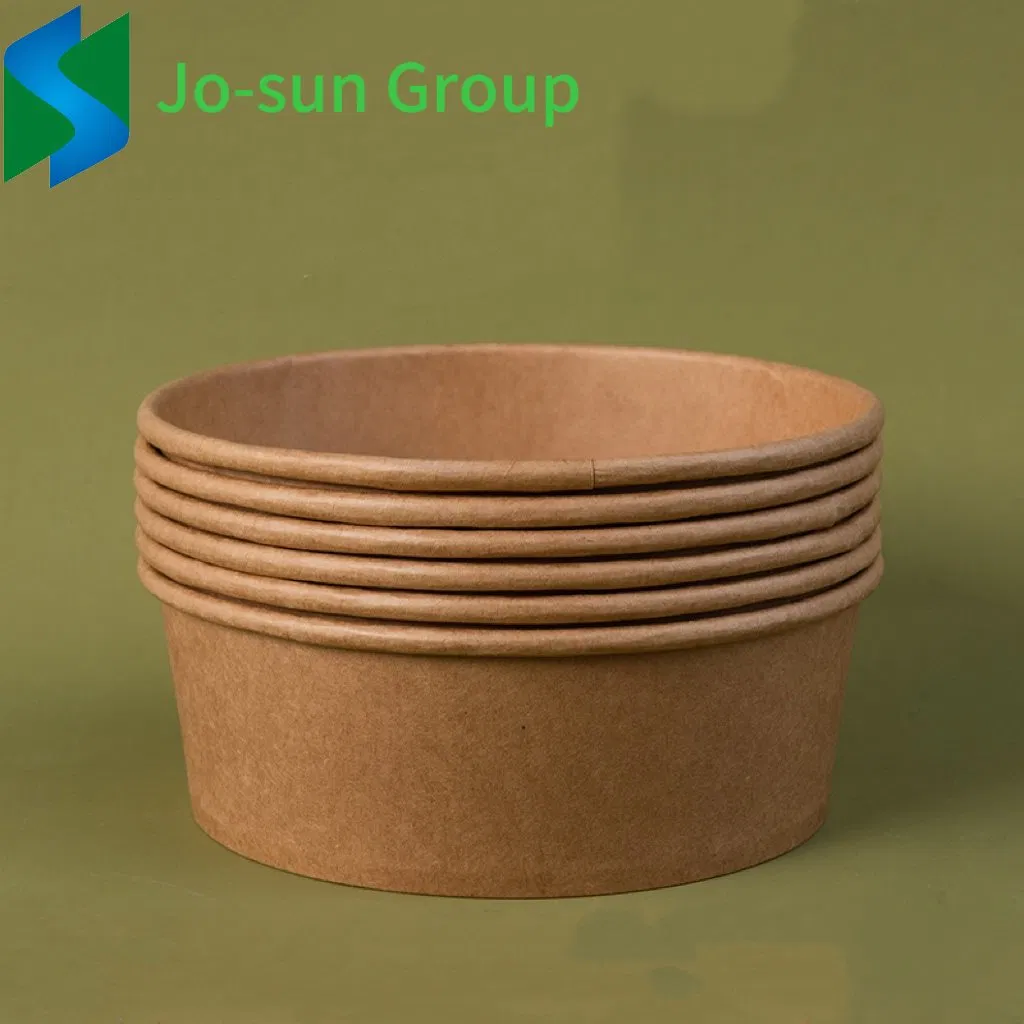 Jo-Sun Hot Sale 32 Oz Disposable Food Container Brown Kraft Paper Bowl Soup Salad Bowl