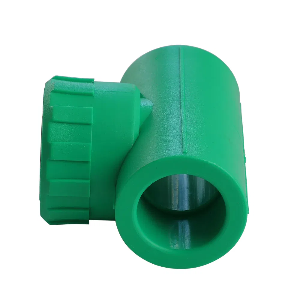 PPR Plastic Equal Tee Female Threaded 20-160mm Pipe Fittings Green Orange Plumbing Materials