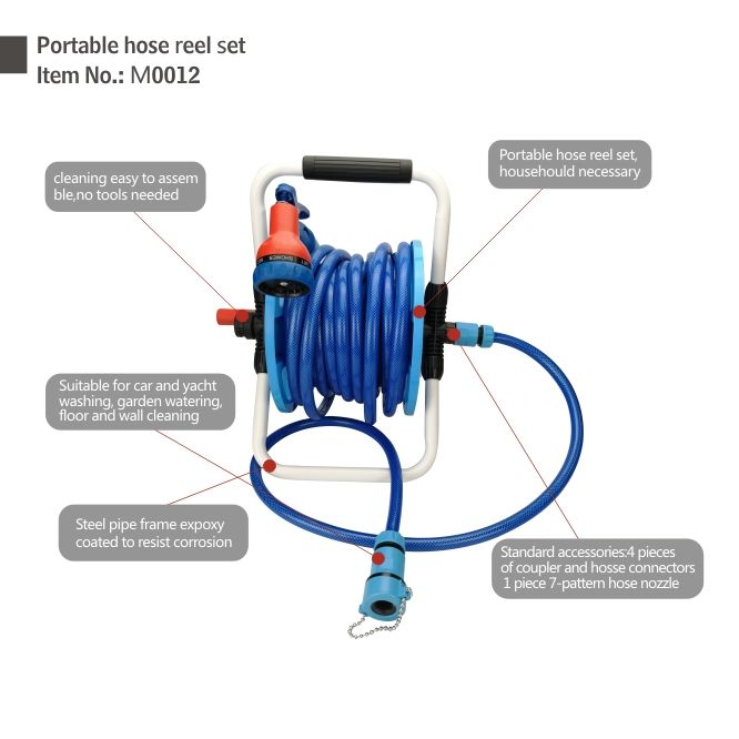 15mhighpressure Retractable Portable Garden Water Hosereel Set
