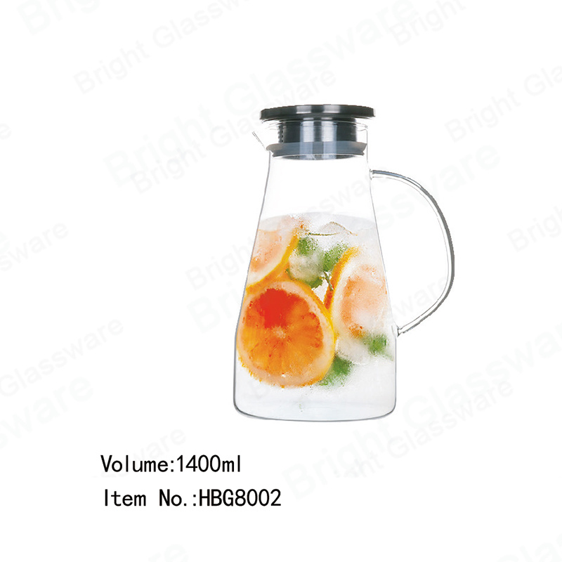 1400ml High Borosilicate Glass Water Pitcher with Lid