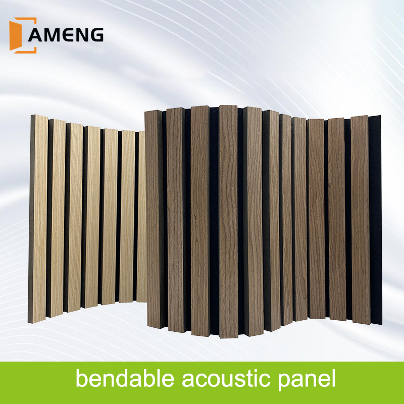 0 Formaldehyde Bendable Anti Sound Acoustic Absorption Wood Slatted Polyester Wall Panel