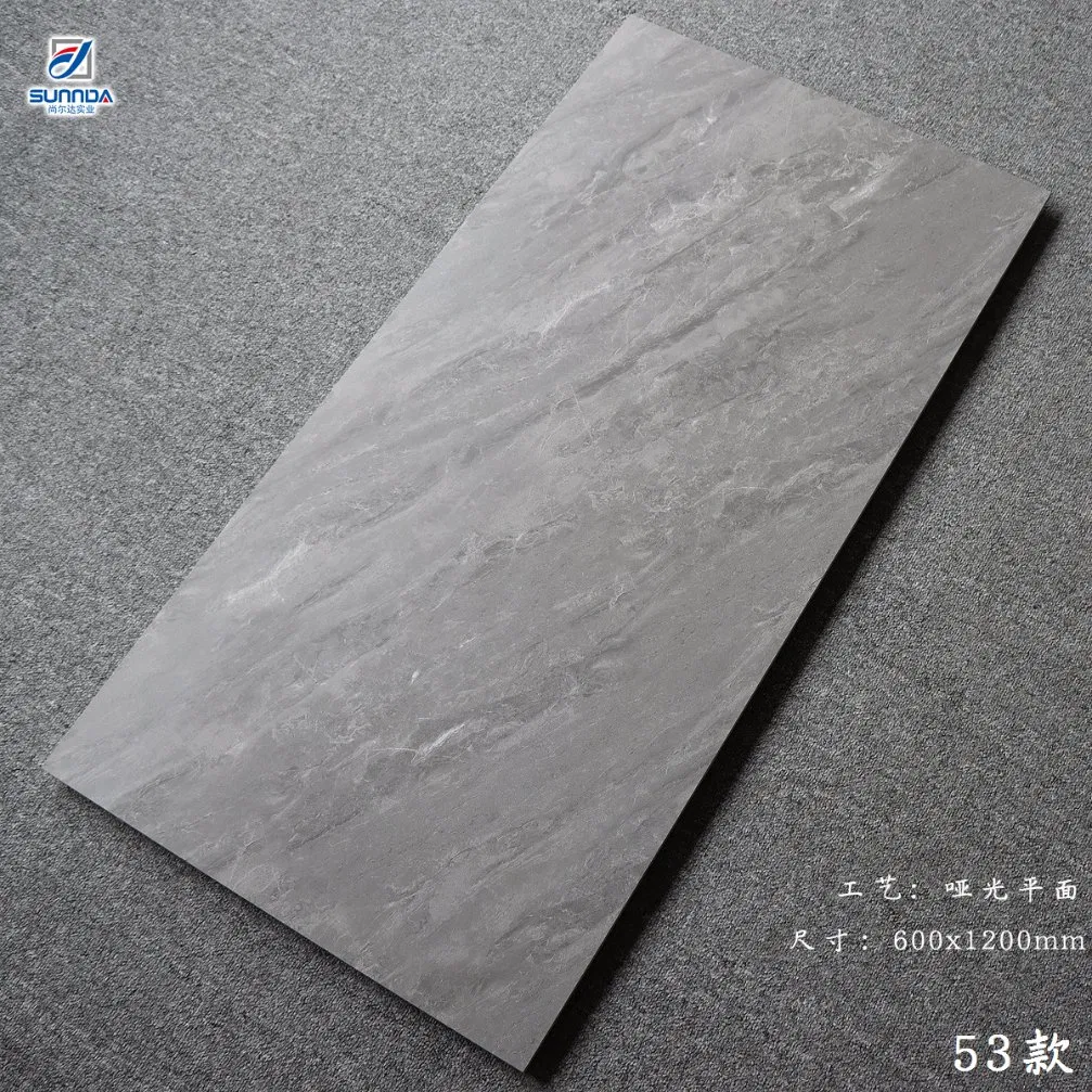 Керамогранитная плитка 600x1200 мм матовая серая антискользящая