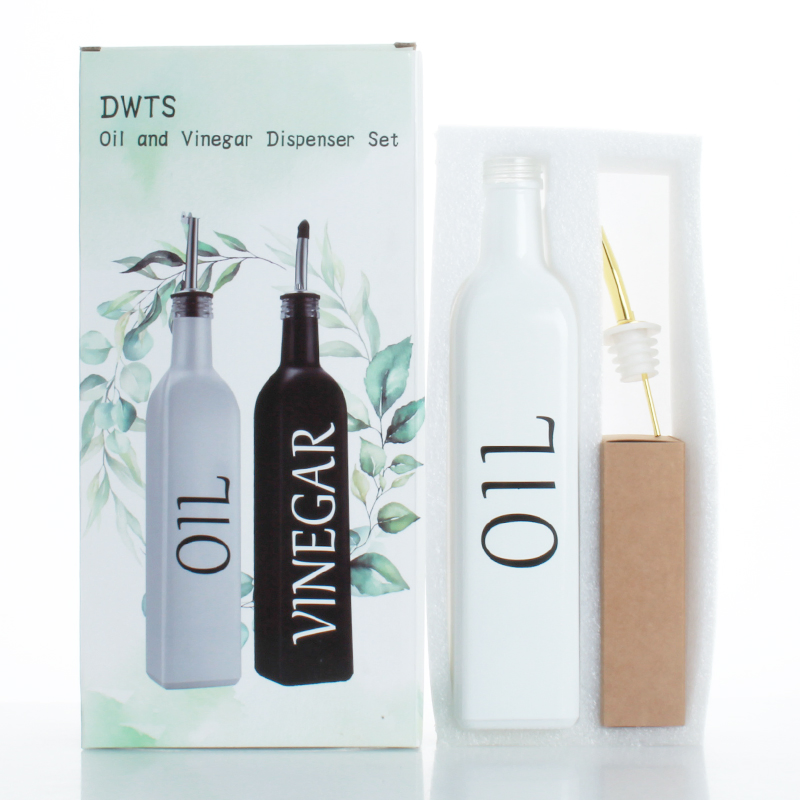 Custom Empty Square 500ml Olive Oil Glass Bottle with Plastic Pourer Caps