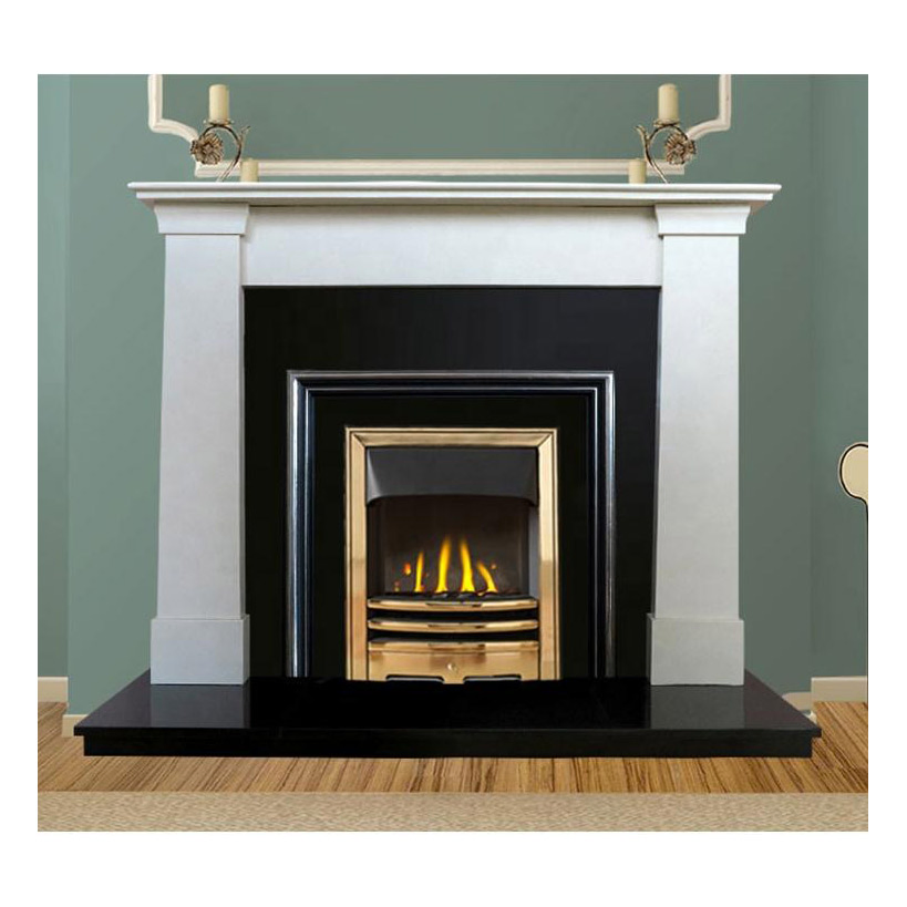 Minimalist Style Black White Marble Fireplace Surround for Modern Decoration