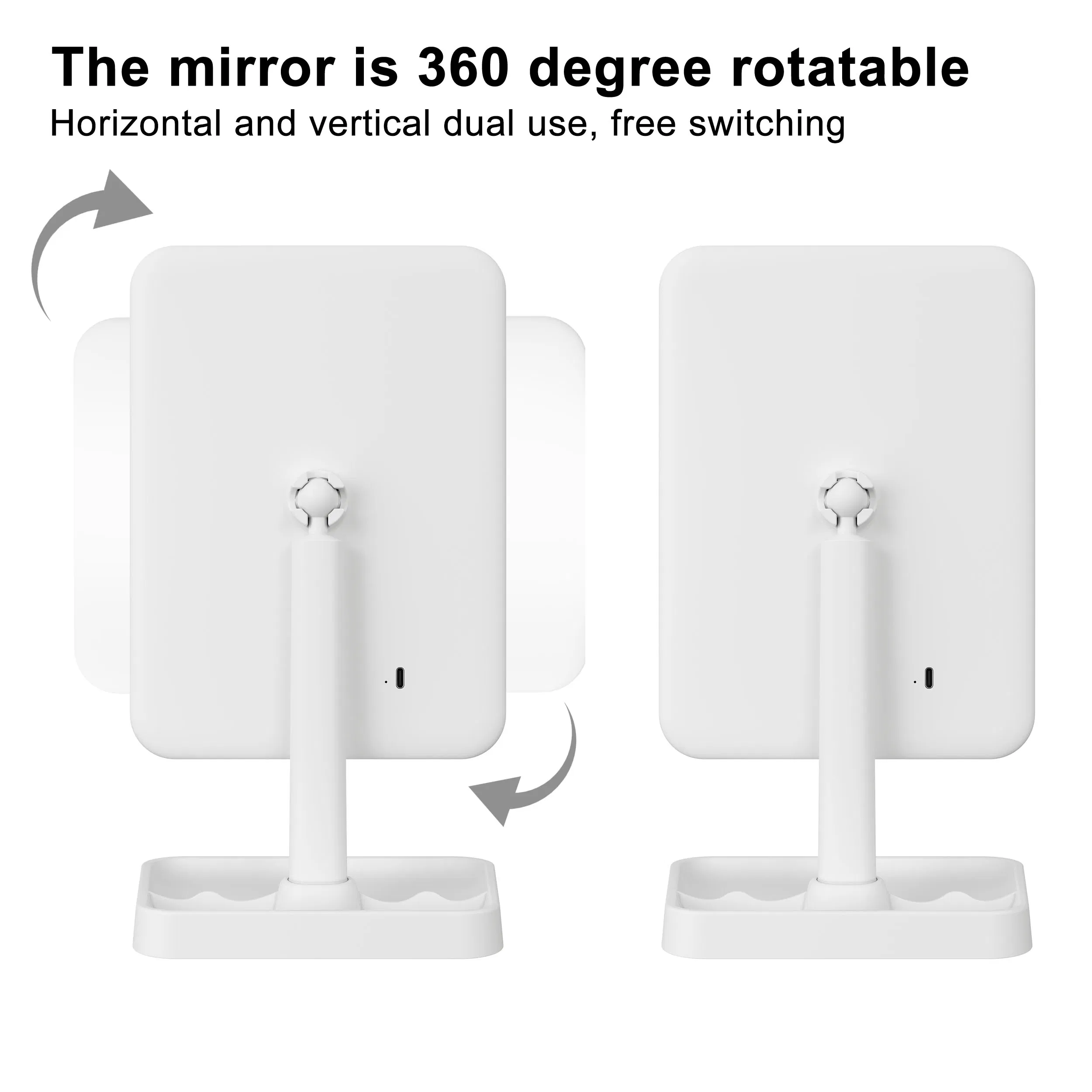 Custom Logo Wholesale Rechargeable Portable Adjustable LED Lighted Mirror Lights Rechargeable Table Makeup Vanity Mirror with LED Light