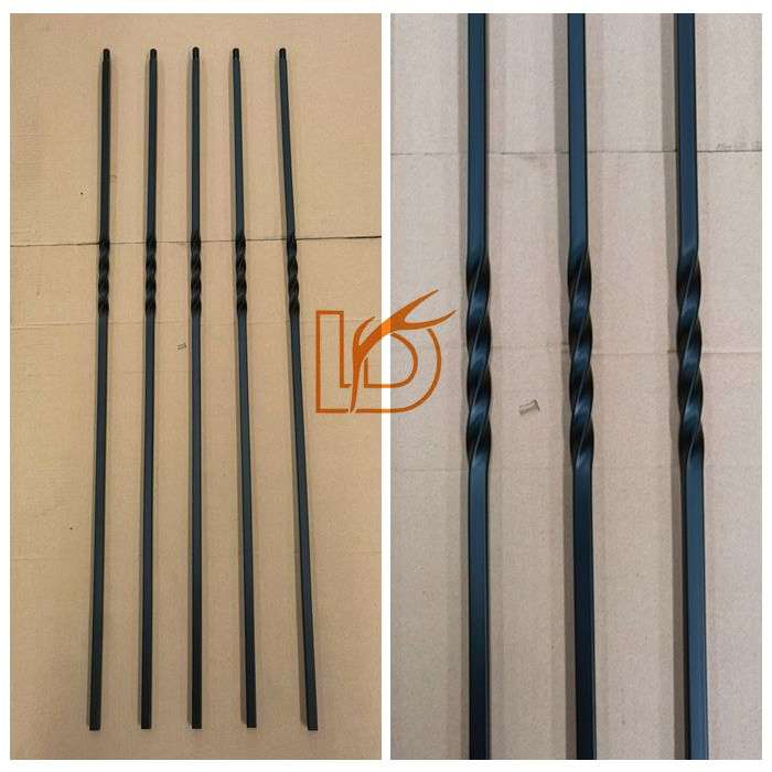 1/2"*44" Hollow Square Double Twist Iron Balusters Indoor Staircase Railing