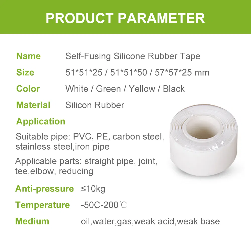 High-Temperature Resistant Silicone Rubber Self-Fusing Tape Self-Adhesive Tape for Extreme Environment Sealing