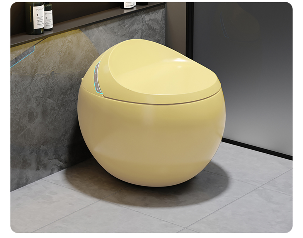 Luxury Floor Mounted Egg Shaped Toilet Bowl Tankless Intelligent Smart Toilet Multi-Color Yellow