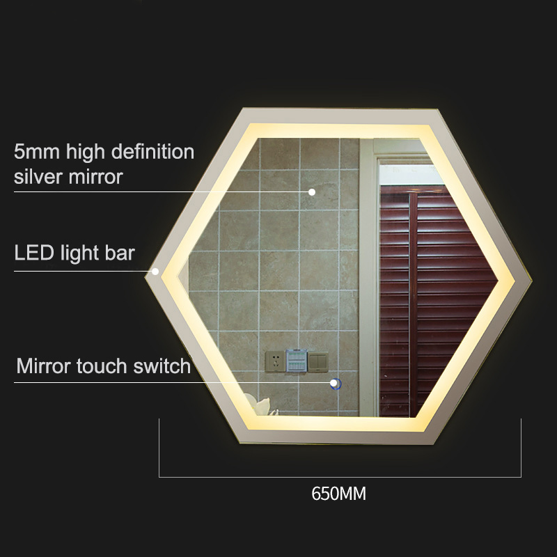 Smart Bathroom Mirror Touch Anti-Fog Hotel Polygon