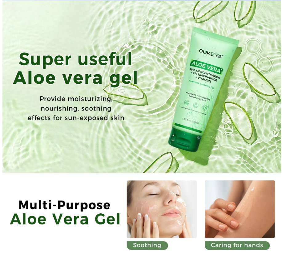 Online Wholesale and Retail Pure Organic Aloe Vera Gel Natural Hydrating and Soothing Skin Care Gel for Face Post Sun Repair Care Aloe Gel
