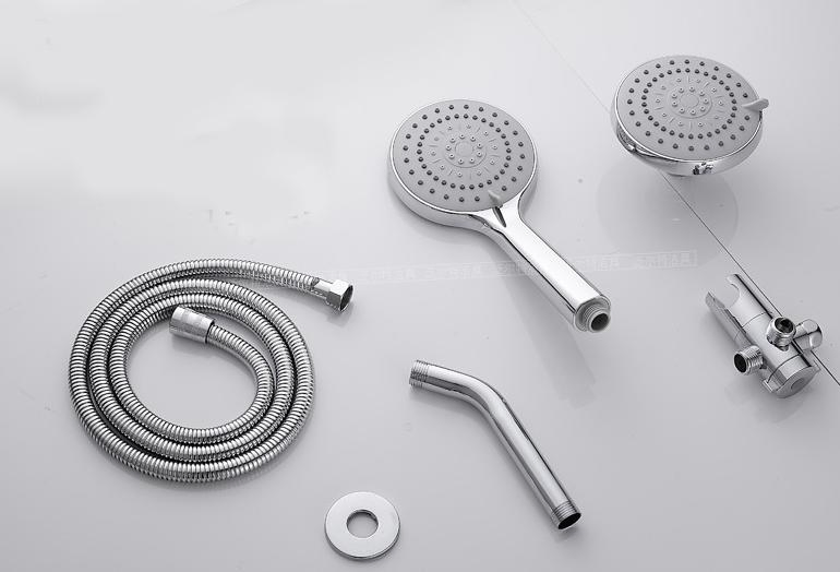 Home Multi-Function Chrome Plated 5-Piece Shower Double-Head Set Split with Bracket