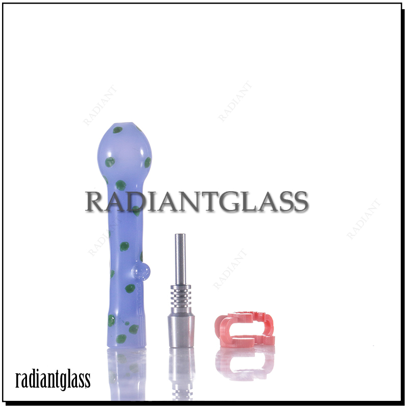Spotted Pattern Glass Nectar Collector with 10mm Titanium Nail DAB Tool Smoking Accessories