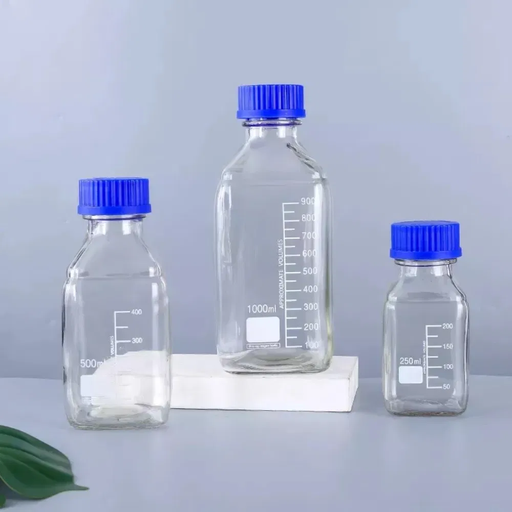 Lab Glassware High Borosilicate 3.3 Glass Reagent Bottle Media Bottle with Blue Screw Cap 100-20000ml