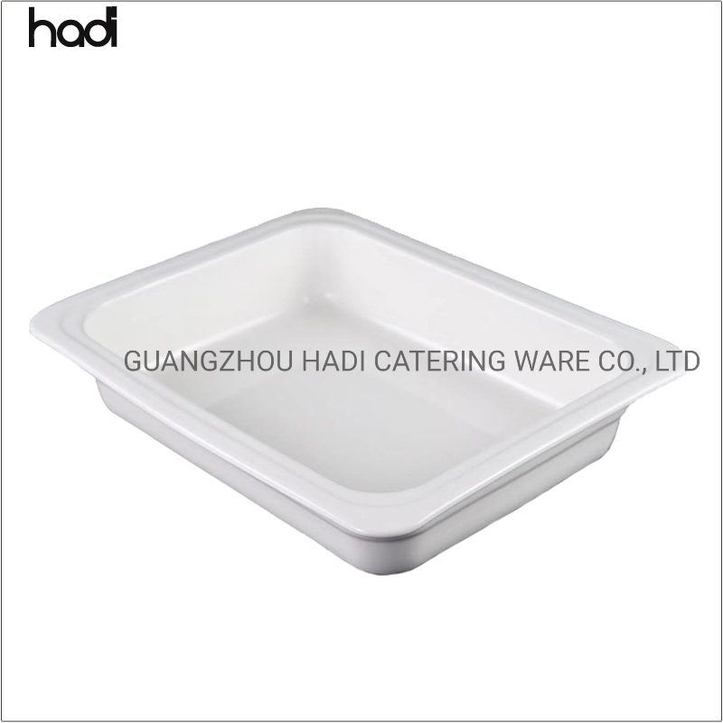 Guangzhou Hadi Kitchen Ceramic China Buffet Decoration Porcelain Divided Dish Full Size Gastronorm Buffet Food Container Pan